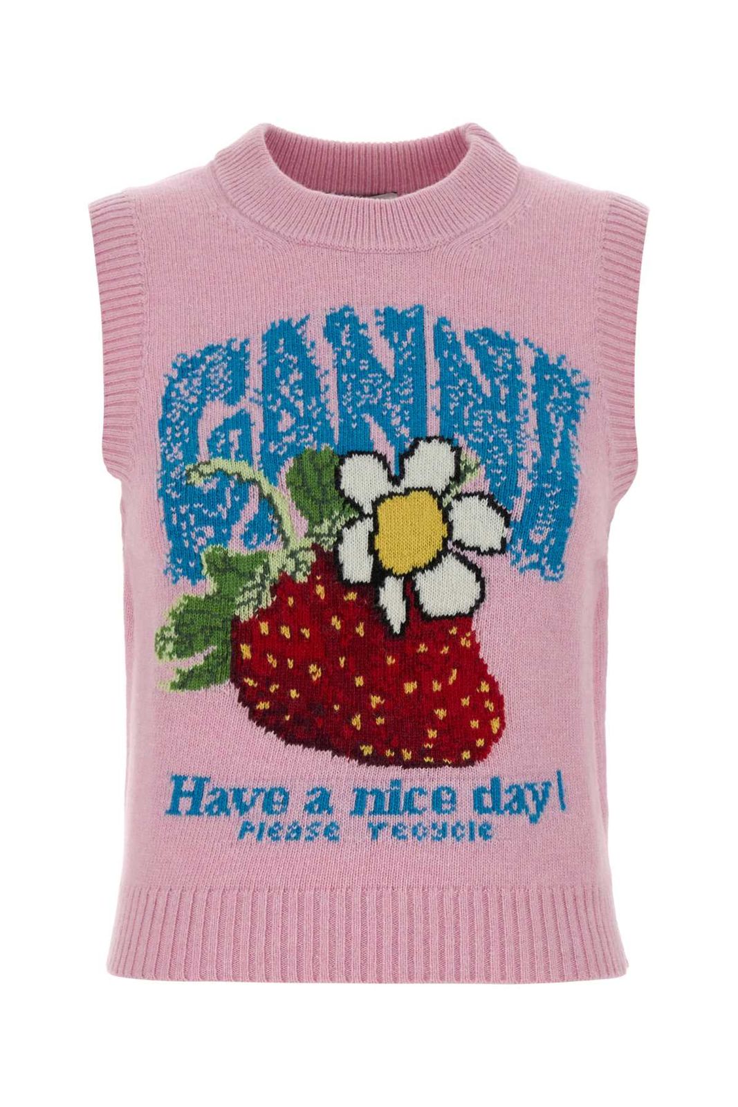【新品・最安値】GANNI ガニー Graphic Wool Vest CHALK PINK 正規品 衣類 A1180011 868 28,200円