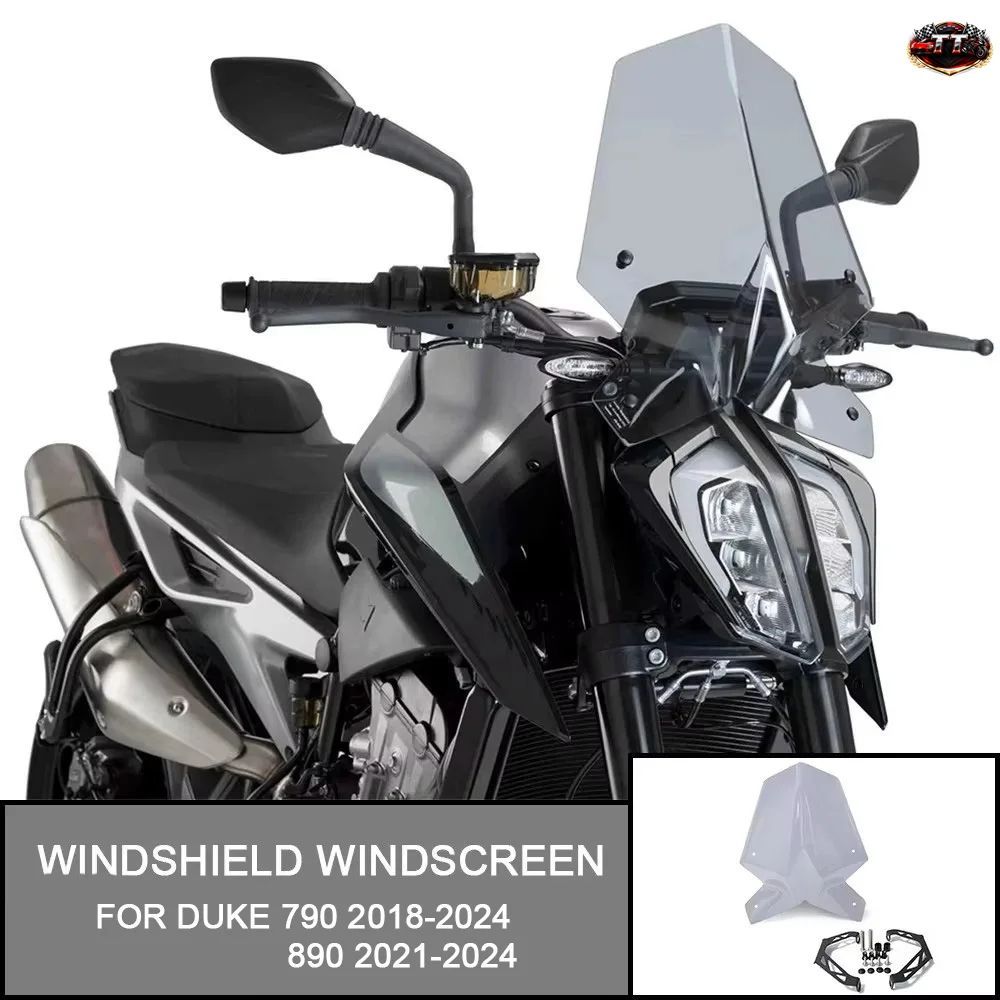 DUKE790 2018-2024 DUKE890 2021-2024 2023 オートバイ用ウィンドディフレクターシールド(ブラケット付き)ウィンドシールド ウインドスク