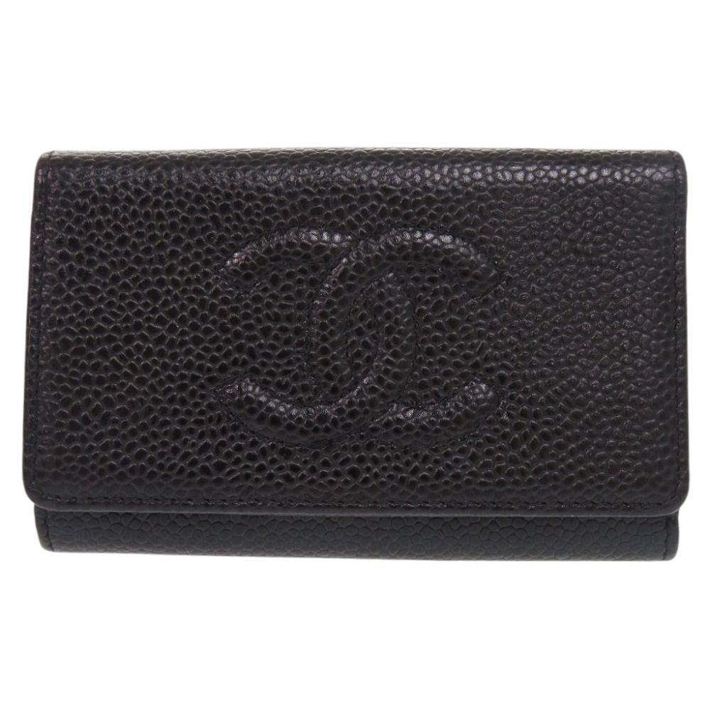シャネル ココマーク キャビアスキン ブラック ゴールド金具 10番台 キーケース 黒 0265 CHANEL