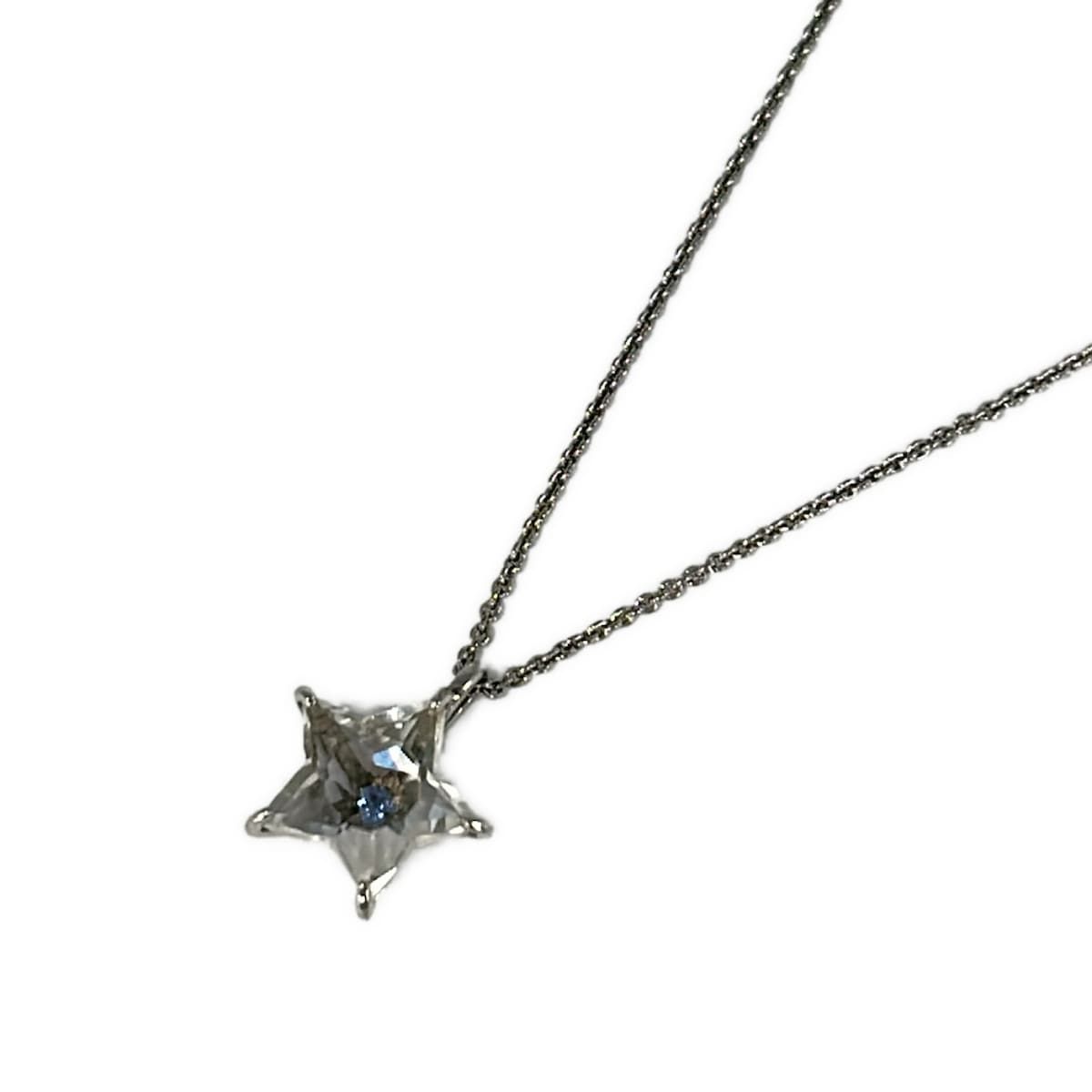 STAR JEWELRY(スタージュエリー) ネックレス - シルバー×クリア×ブルー スター(星)