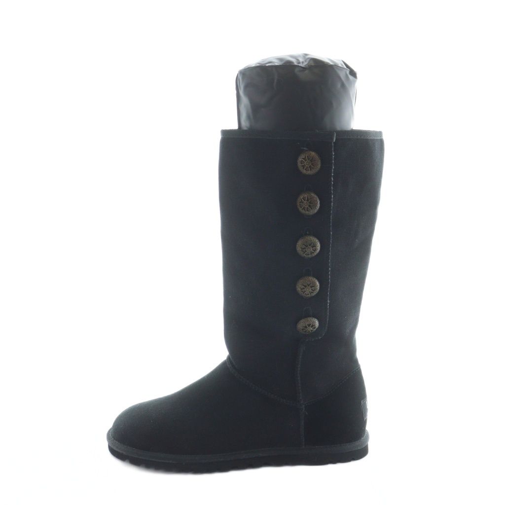 UGG 오스트레일리아 1002409 쇼트 부츠 로고 캔버스 23cm 블랙 블랙 ■GY18/MQ