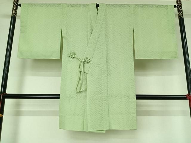 平和屋着物▽道中着　スリーシーズン　春夏秋　塵除け　薄萌葱色　ロング丈　正絹　逸品　AABK7216jh