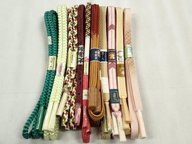 平和屋着物●和装小物　帯締め10本セット　高麗組　畝組　大島紬　東急百貨店扱い　逸品　未使用　CABK5172qe