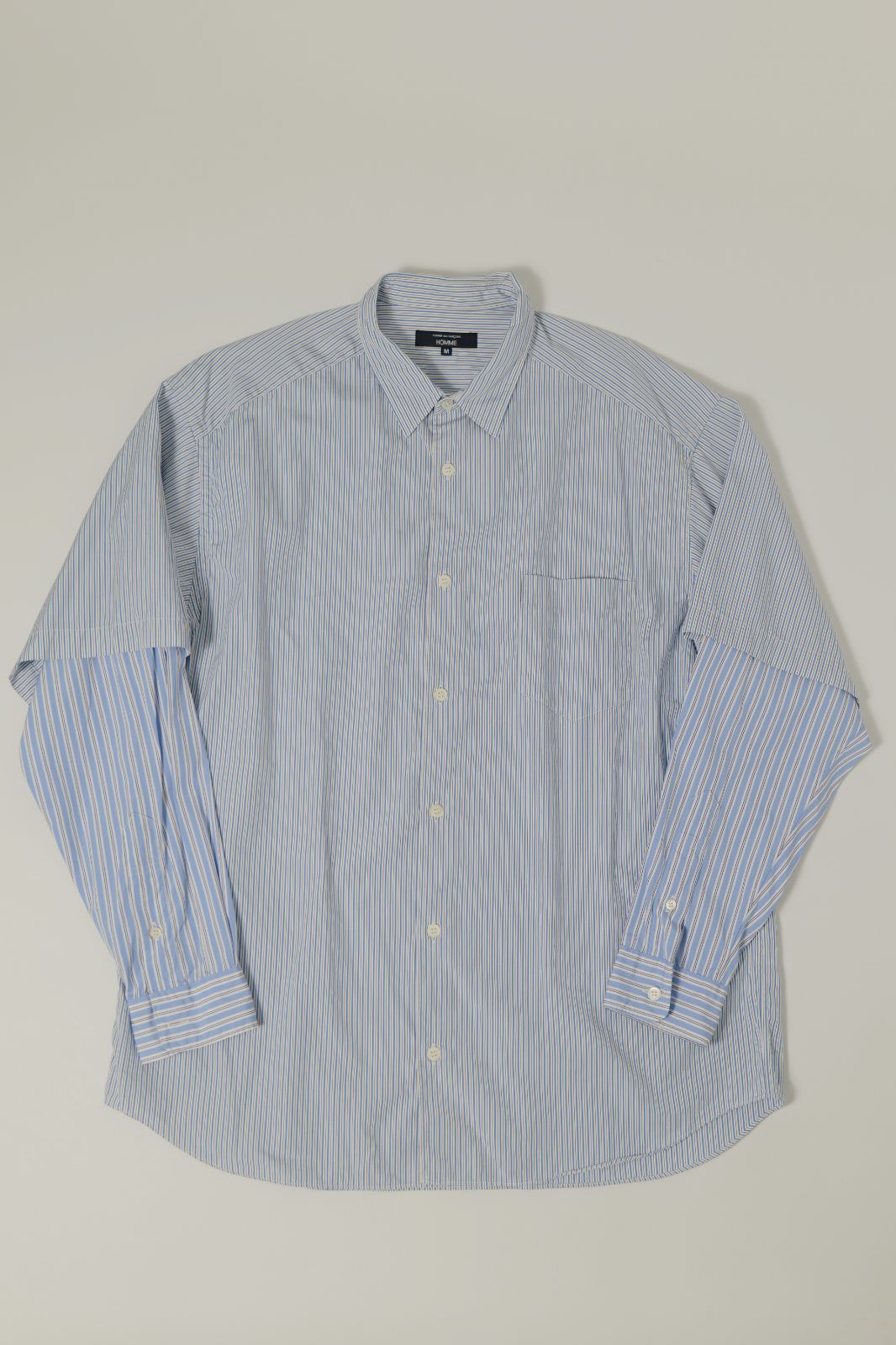 COMME des GARCONS HOMME ストライプ レイヤードシャツ　コムデギャルソン オム　ブルー　M