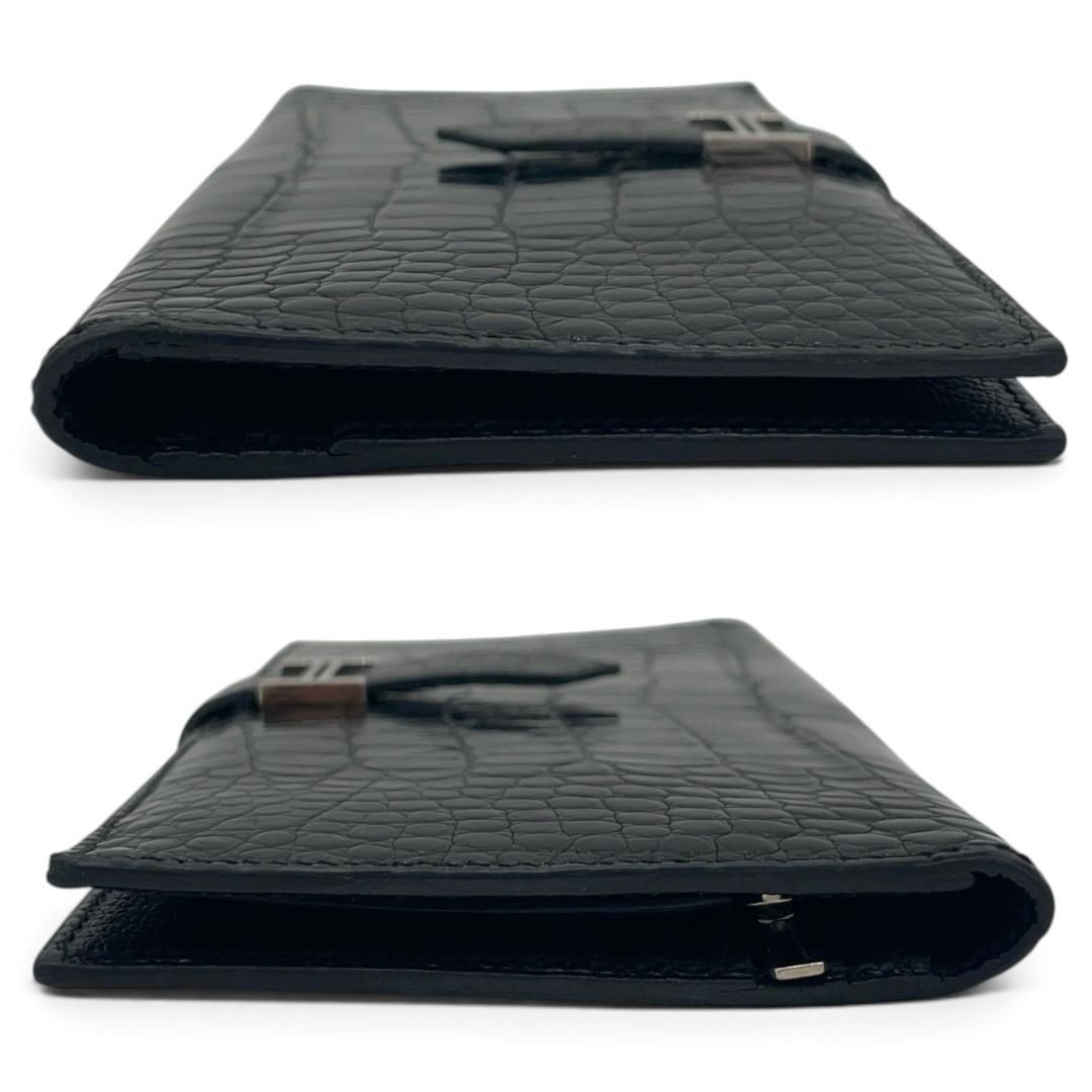 HERMES】エルメス ベアン アリゲーター 二つ折り長財布 ブラック