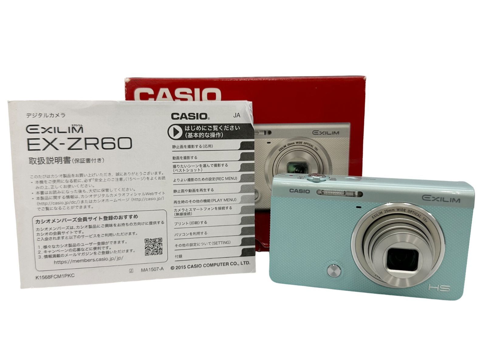 [Working Product/Beautiful Item] CASIO Casio EXILIM EX-ZR60 Blue Digital Camera with Digital Camera, Digital Box and Instructions