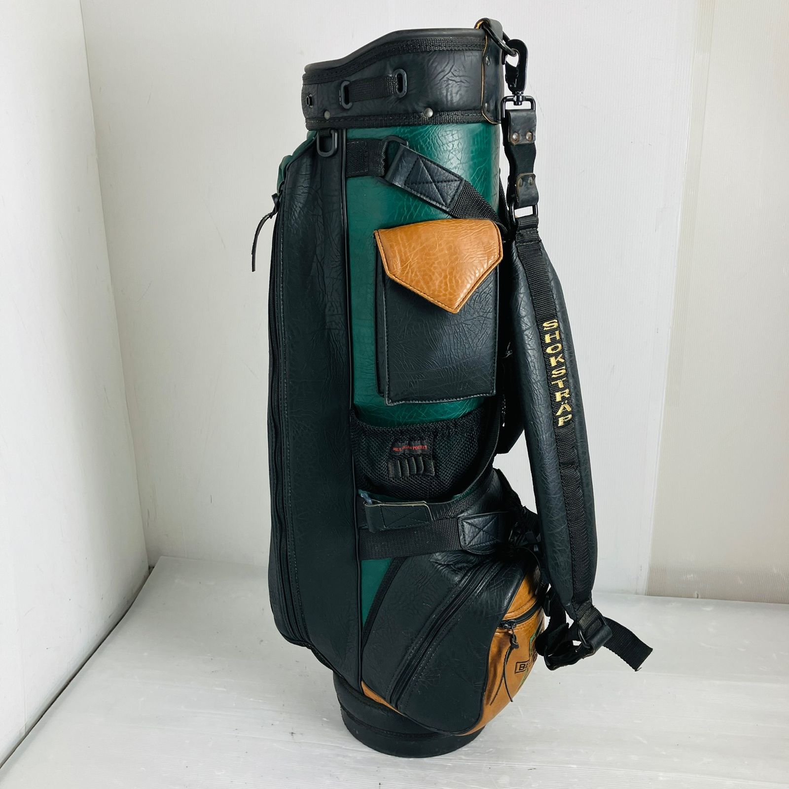 ベルディング BELDING グリーン キャディバッグ ゴルフバック BELDING ベルディング レザー 8.5型 カートタイプ ヴィンテージ