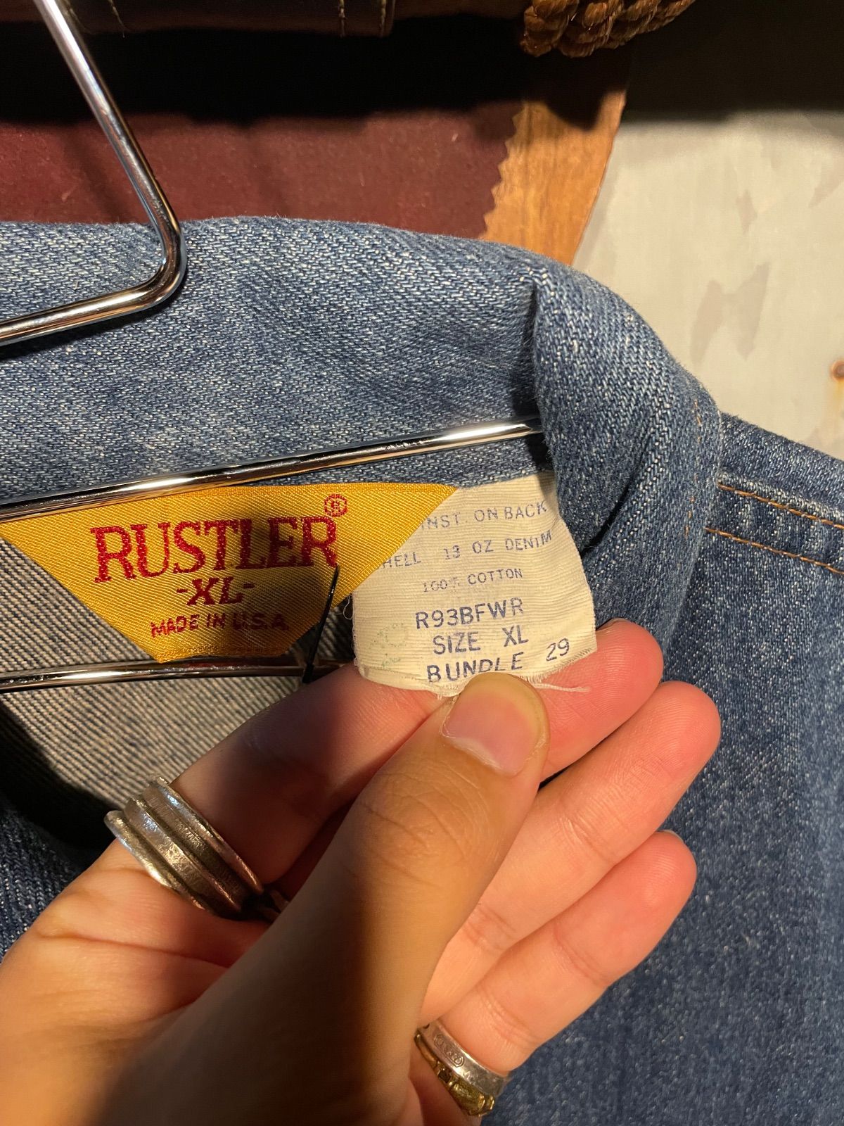 RUSTLER 70〜80年代 デニムトラッカージャケット(濃紺・タグXL・USA製) 4