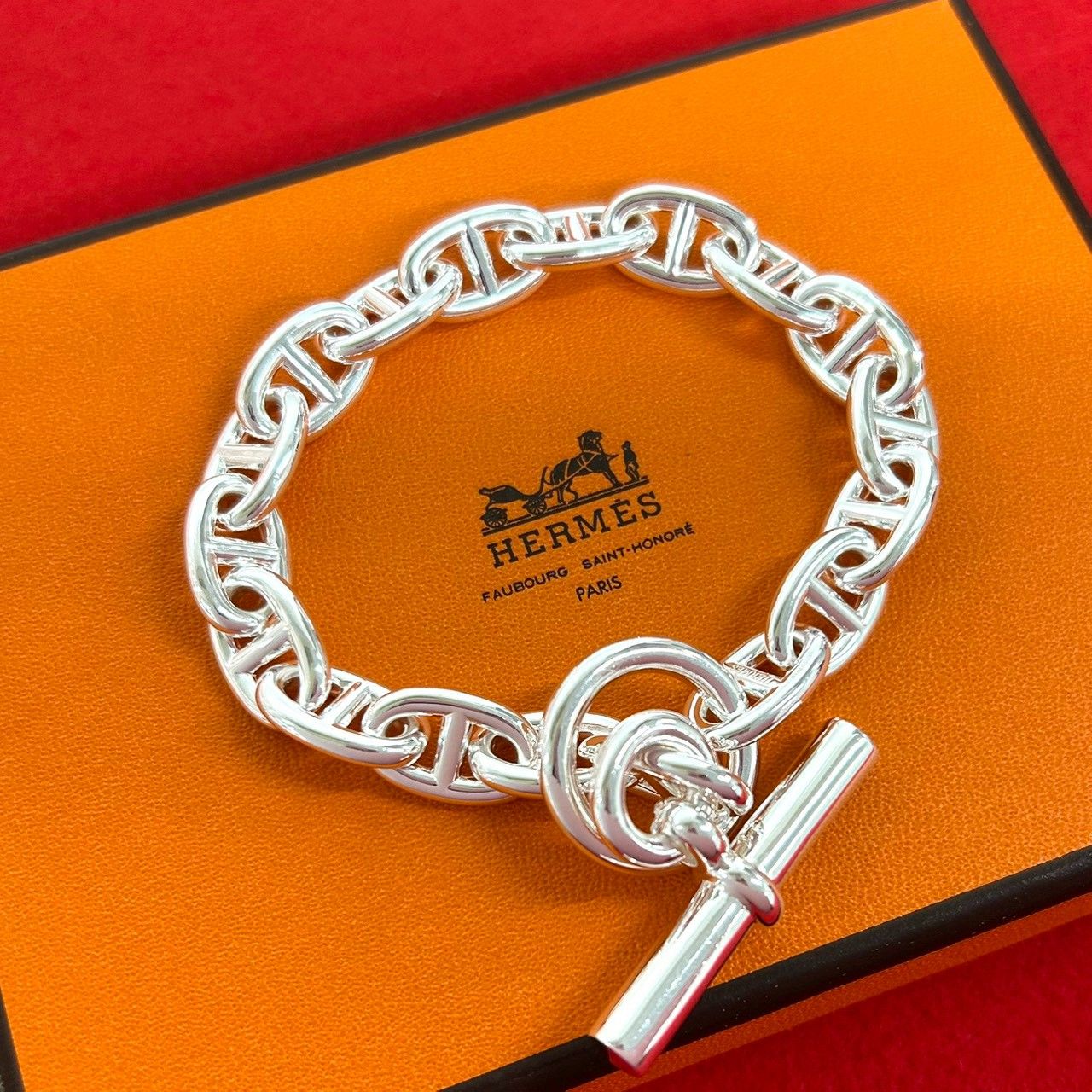 極 美品 HERMES エルメス シェーヌダンクル MM 18コマ ブレスレット