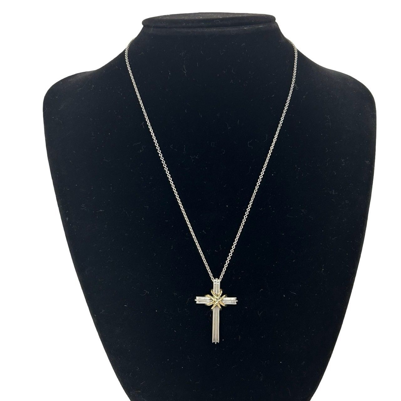 ティファニー シグネチャー クロス ネックレス シルバー 925 K18 750 極 美品 TIFFANY&Co. ティファニー シグネチャー クロス ネックレス