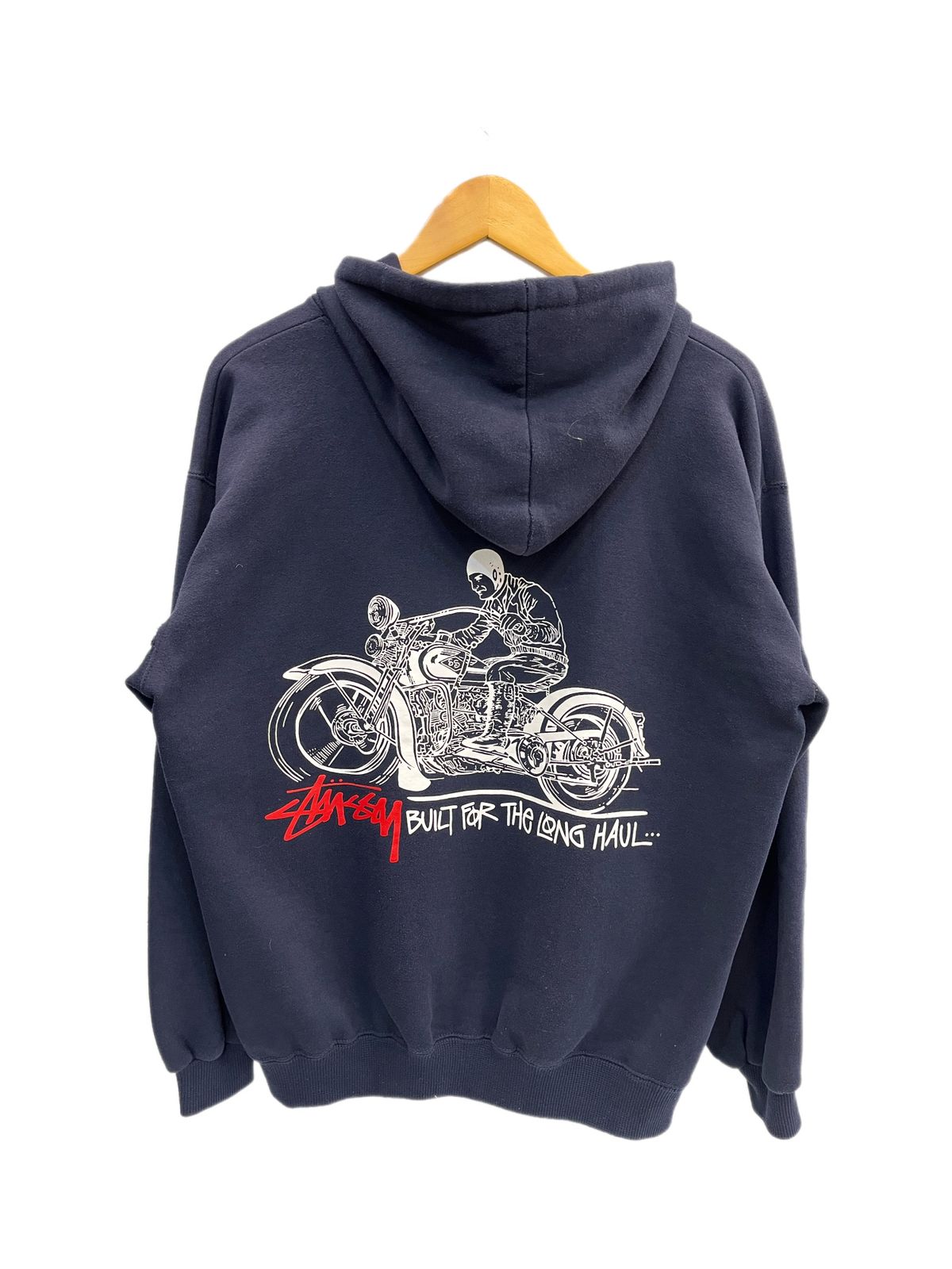 ステューシー STUSSY 90s 90’s OLD STUSSY 赤青タグ Remixed Classics ハーレーマン USA製 アメリカ製 紺 パーカ ネイビー Lサイズ 101MT-6867