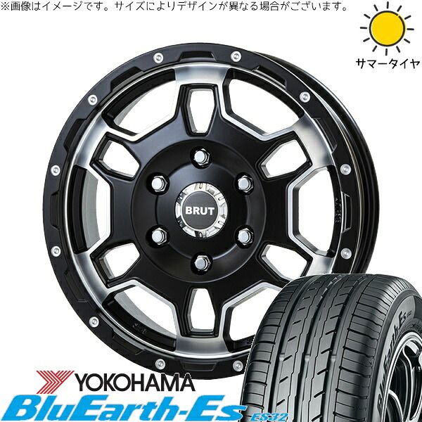 フィールダー 195/50R16 サマータイヤ ホイール 4本セット | ヨコハマタイヤ ブルーアース ES32 × トライスター ブルート BR-66 ミリタリーブラック 16インチ 6.5J +40 4穴100