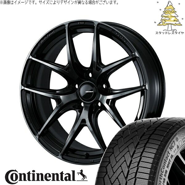 プリウスα 215/60R16 スタッドレスタイヤ ホイール 4本セット | コンチネンタル ノースコンタクト NC7 × ウェッズ ウェッズスポーツ SA01R ウォースブラッククリアー 16インチ 7J +42 5穴114.3
