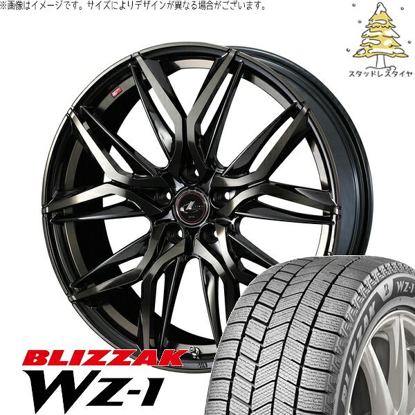 XV フォレスター 225/55R17 スタッドレスタイヤ ホイール 4本セット | ブリヂストン ブリザック WZ-1 × ウェッズ レオニス LM パールブラックミラーカット/チタントップ 17インチ 7J +47 5穴100