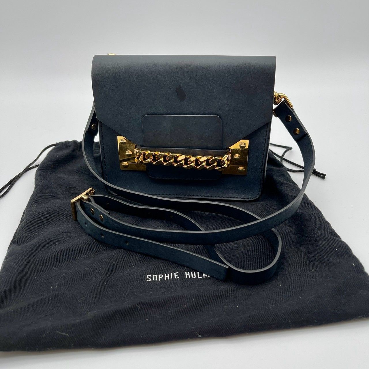 ⑤ SOPHIE HULME ソフィーヒュルム ショルダーバッグ ブラック レザー 