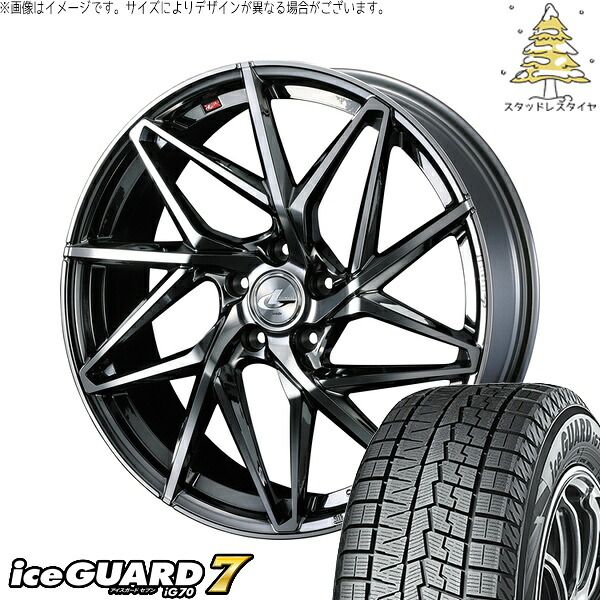 トヨタ 60プリウス 195/60R17 スタッドレスタイヤ ホイール 4本セット | ヨコハマタイヤ アイスガードセブン IG70 × ウェッズ レオニス IT ブラックメタルコート/ミラーカット 17インチ 7J +42 5穴114.3
