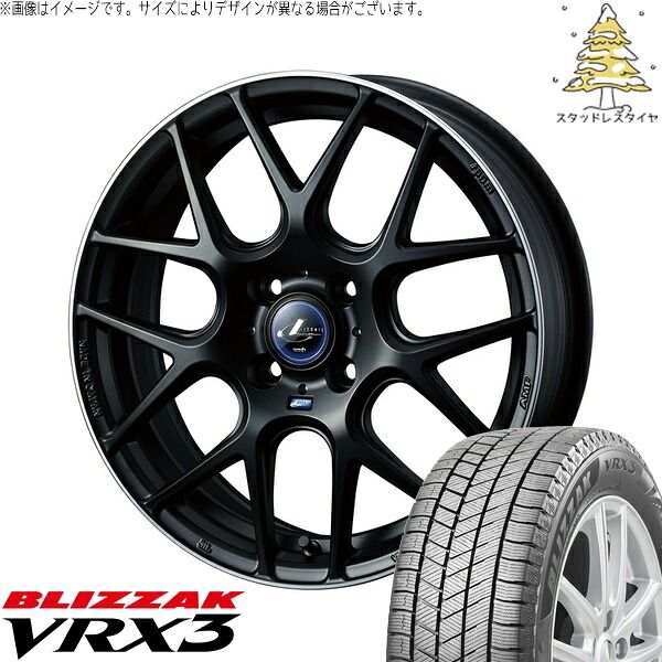 タント ムーブ ワゴンR ラパン 165/50R16 スタッドレスタイヤ ホイール 4本セット | ブリヂストン ブリザック VRX3 × ウェッズ レオニス ナヴィア06 マットブラックリムポリッシュ 16インチ 5J +45 4穴100