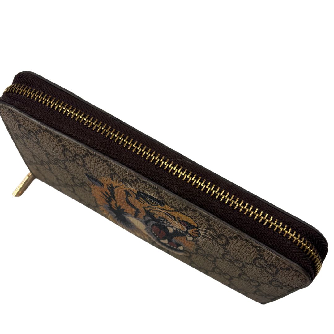 GUCCI グッチ GGスプリーム タイガー ラウンドファスナー 長財布 虎