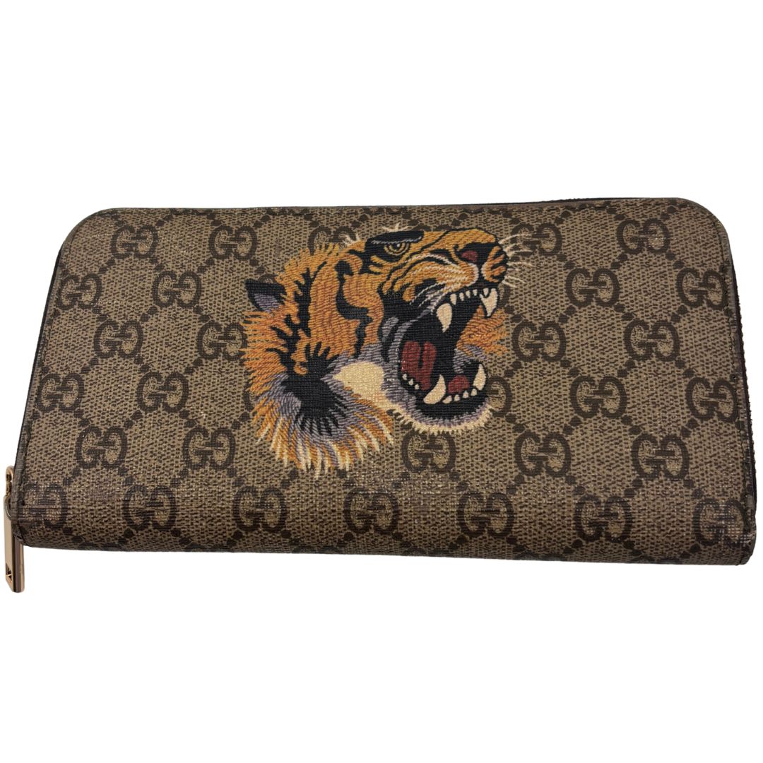 GUCCI グッチ GGスプリーム タイガー ラウンドファスナー 長財布 虎