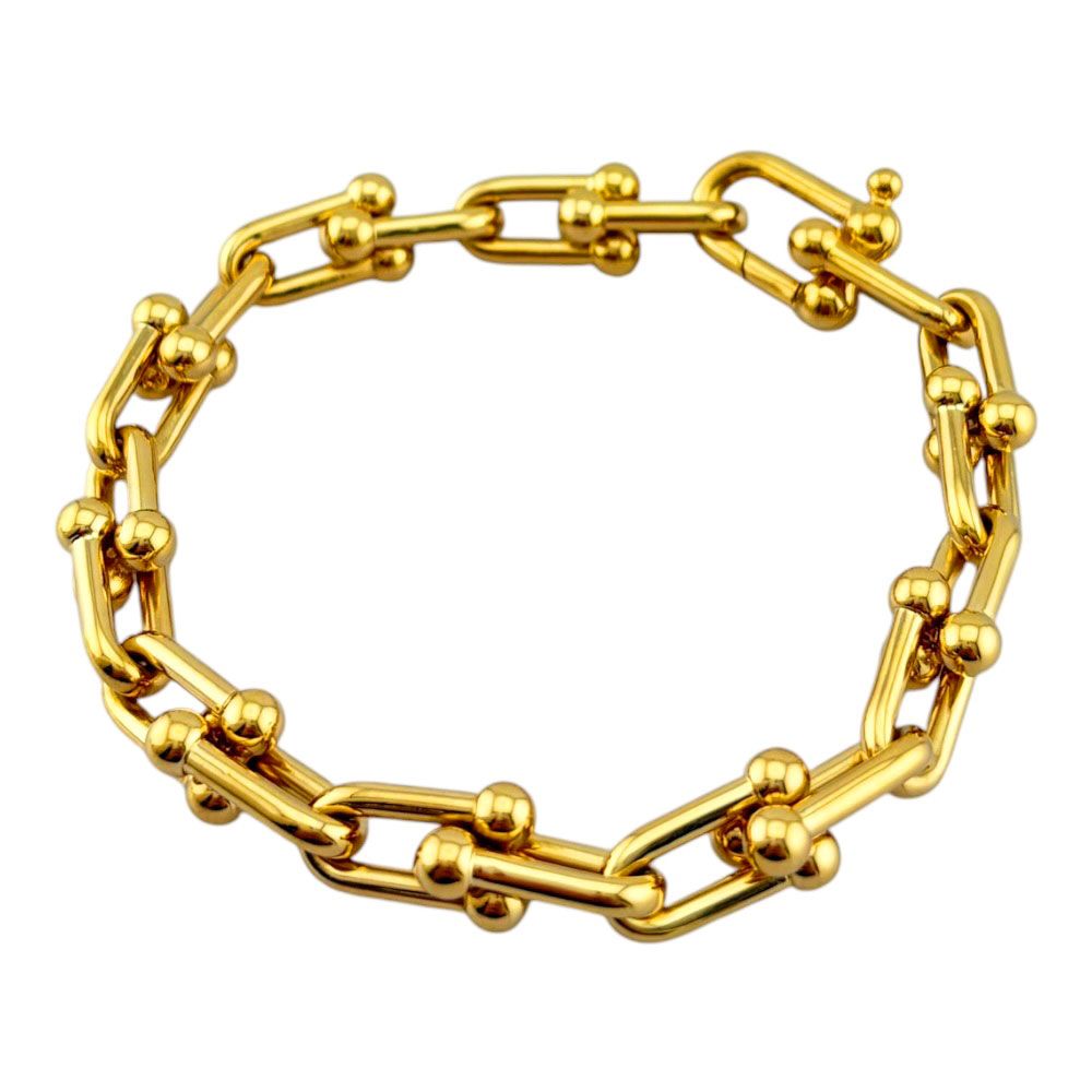 ティファニー ハードウェア ミディアムリンク ブレスレット 18金 K18イエローゴールド ユニセックス TIFFANY&Co. 中古 ティファニー