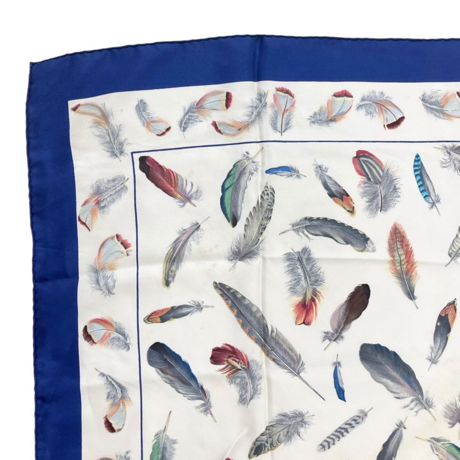 HERMES エルメス カレ90 PLUMES スカーフ シルク ブルー レディース