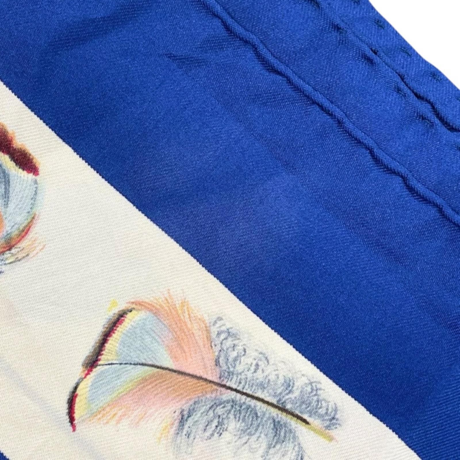 HERMES エルメス カレ90 PLUMES スカーフ シルク ブルー レディース