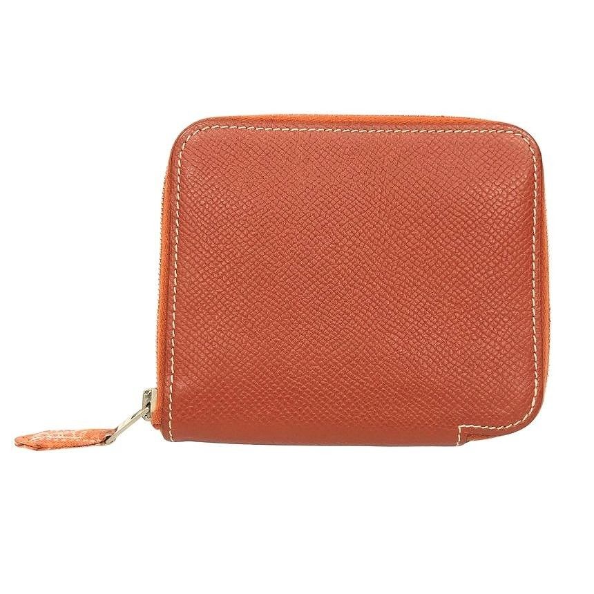 HERMES エルメス 二つ折り財布 アザップシルクインコンパクト AZAP SILKIN COMPACT 折財布Bolduc ボルデュック リボン柄 テラコッタ aq13354