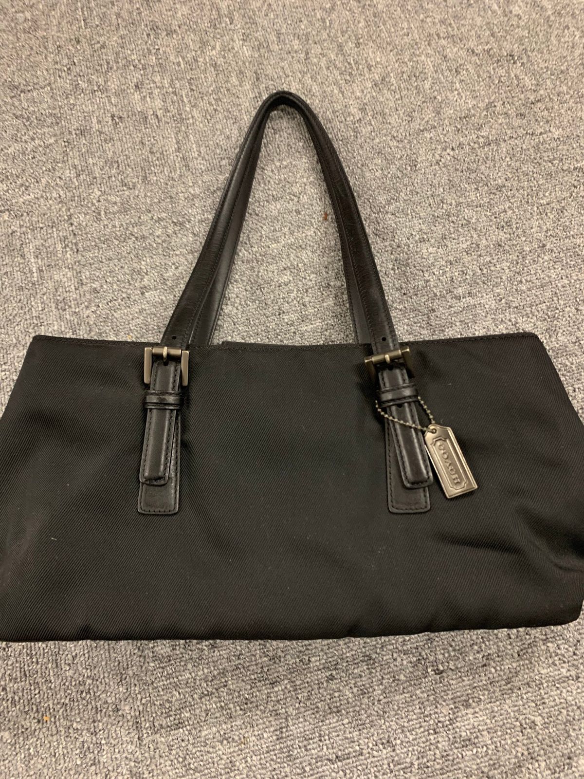 COACH コーチ ナイロンレザー ショルダートートバッグ ブラック 