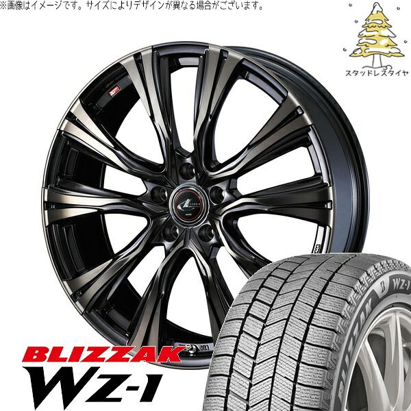 ZR-V クロストレック 215/60R17 スタッドレスタイヤ ホイール 4本セット | ブリヂストン ブリザック WZ-1 × ウェッズ レオニス VR パールブラックミラーカット/チタントップ 17インチ 7J +47 5穴114.3