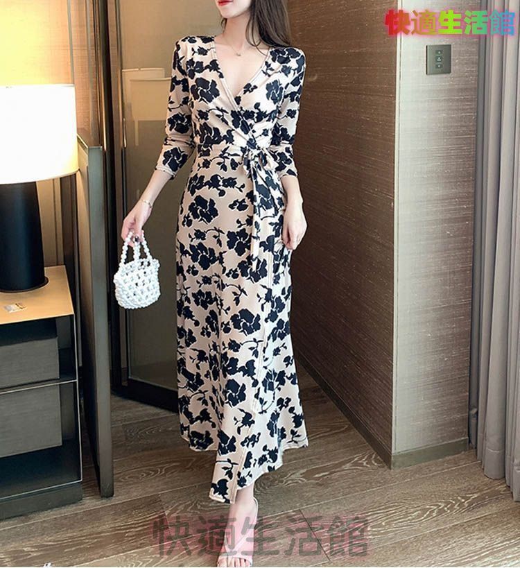 人気商品 ロングワンピース ワンピース レディース マキシ丈 ロング丈 ラップワンピース カシュクール 大人 シンプル キレイめ 花プリント 七分袖 通勤 お呼ばれワンピ 二次会 1339 hy914 7,344円