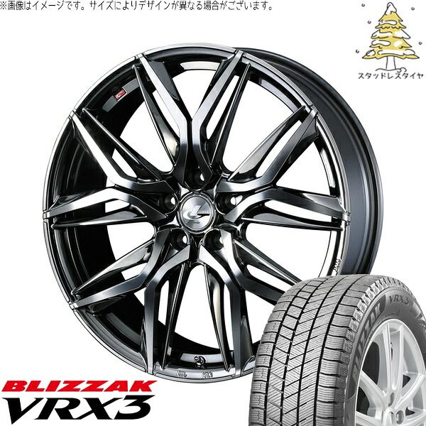 レガシィB4 225/55R17 スタッドレスタイヤ ホイール 4本セット | ブリヂストン ブリザック VRX3 × ウェッズ レオニス LM ブラックメタルコート/ミラーカット 17インチ 7J +53 5穴114.3