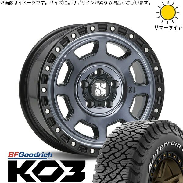 カローラクロス 215/65R16 サマータイヤ ホイール 4本セット | BFグッドリッチ オールテレーン T/A Ko3 × エムエルジェイ エクストリームJ XJ07 グロスブラックミルド/インディゴ 16インチ 7J +35 5穴114.3