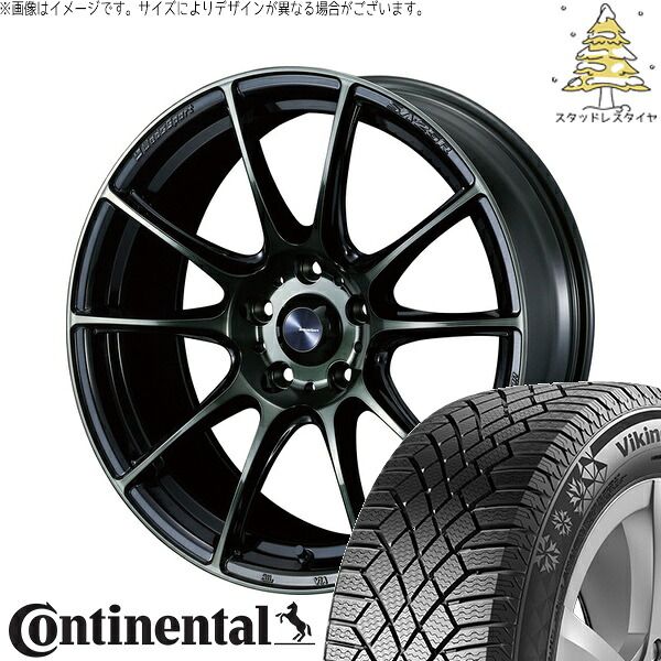 トヨタ シエンタ 10系 195/55R16 スタッドレスタイヤ ホイール 4本セット | コンチネンタル バイキングコンタクト7 × ウェッズ ウェッズスポーツ SA25R ウォースブラッククリアー 16インチ 7J +48 5穴10016インチ