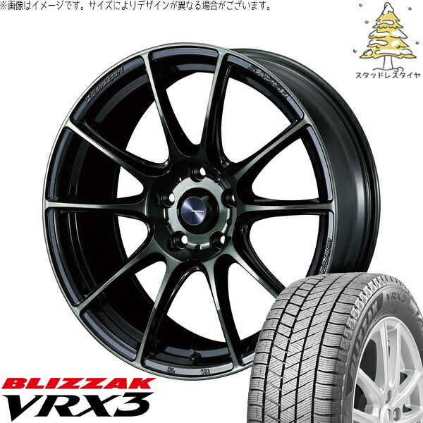 マツダ6 C28セレナ 225/55R17 スタッドレスタイヤ ホイール 4本セット | ブリヂストン ブリザック VRX3 × ウェッズ ウェッズスポーツ SA25R ウォースブラッククリアー 17インチ 7J +48 5穴114.3