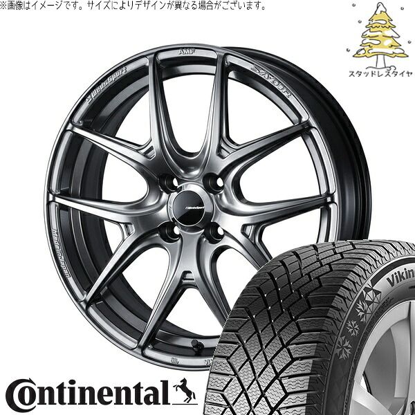 フリード GB3 GB4 4穴車 195/55R16 スタッドレスタイヤ ホイール 4本セット | コンチネンタル バイキングコンタクト7 × ウェッズ ウェッズスポーツ SA01R プラチナシルバーブラック 16インチ 6.5J +50 4穴100
