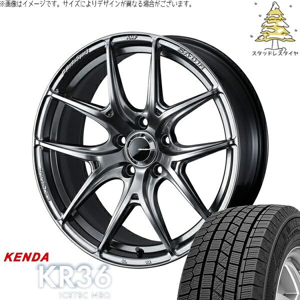 プリウス 30系 50系 215/45R17 スタッドレスタイヤ ホイール 4本セット | ケンダ アイステックネオ KR36 × ウェッズ ウェッズスポーツ SA01R プラチナシルバーブラック 17インチ 7J +45 5穴100