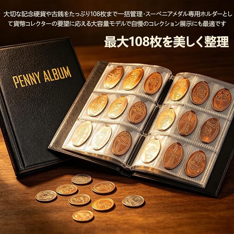 新品】 メダルケース スーベニアメダルケース コインアルバム 108枚