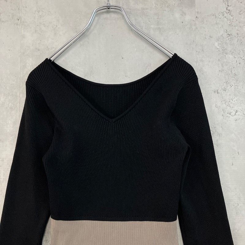 rienda リエンダ F 2WAYバイカラータイトknit ワンピース ロング