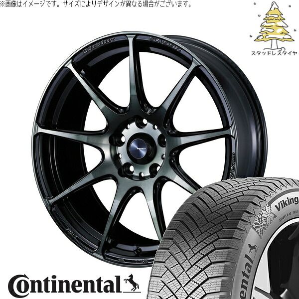 リーフ ルミオン 215/45R17 スタッドレスタイヤ ホイール 4本セット | コンチネンタル バイキングコンタクト8 × ウェッズ ウェッズスポーツ SA99R ウォースブラッククリアー 17インチ 7.5J +45 5穴114.3