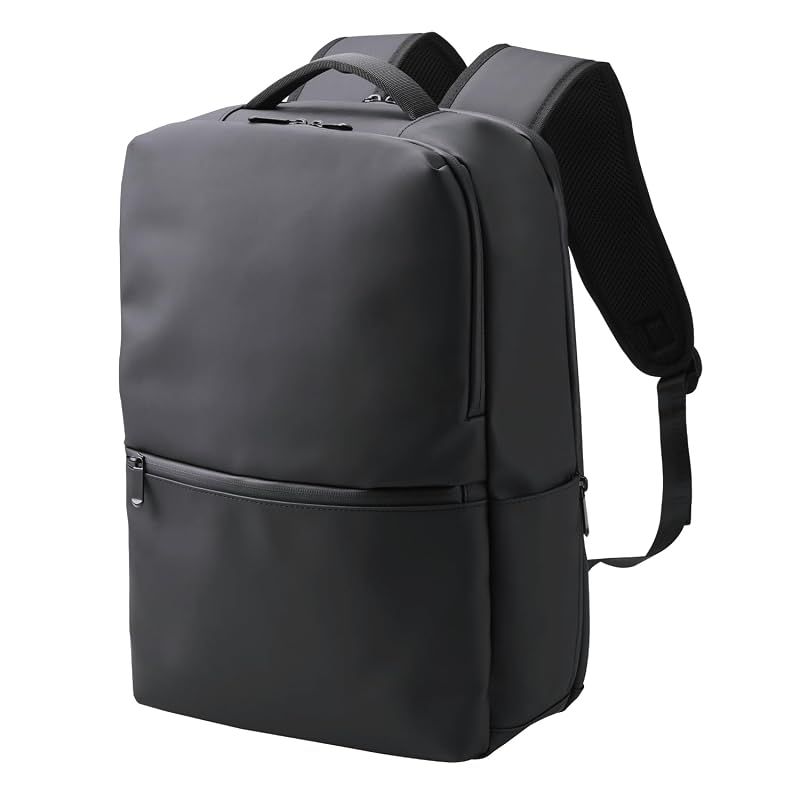 エレコム バックパック リュックサック スクエア ～15.6インチ 撥水加工 大容量 19L ブラック BM-XBPSQ01BK 1