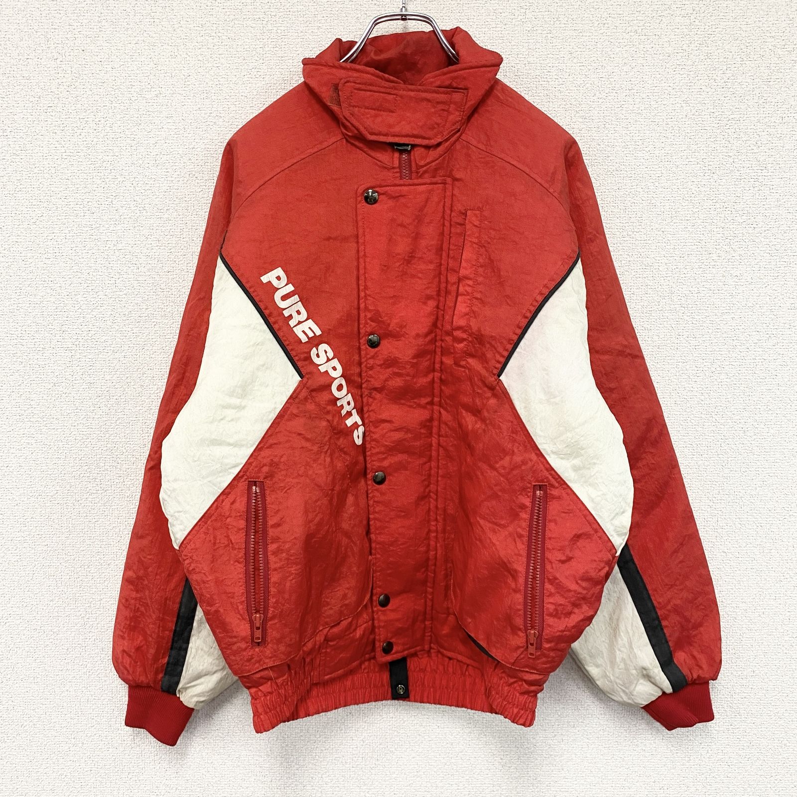 YAMAHA ナイロンジャケット 赤 M相当　メッシュ　ロゴ入り バイク　古着 YAMAHA ヤマハ ナイロンジャケット/ブルゾン 中綿入り 企業ロゴ 赤