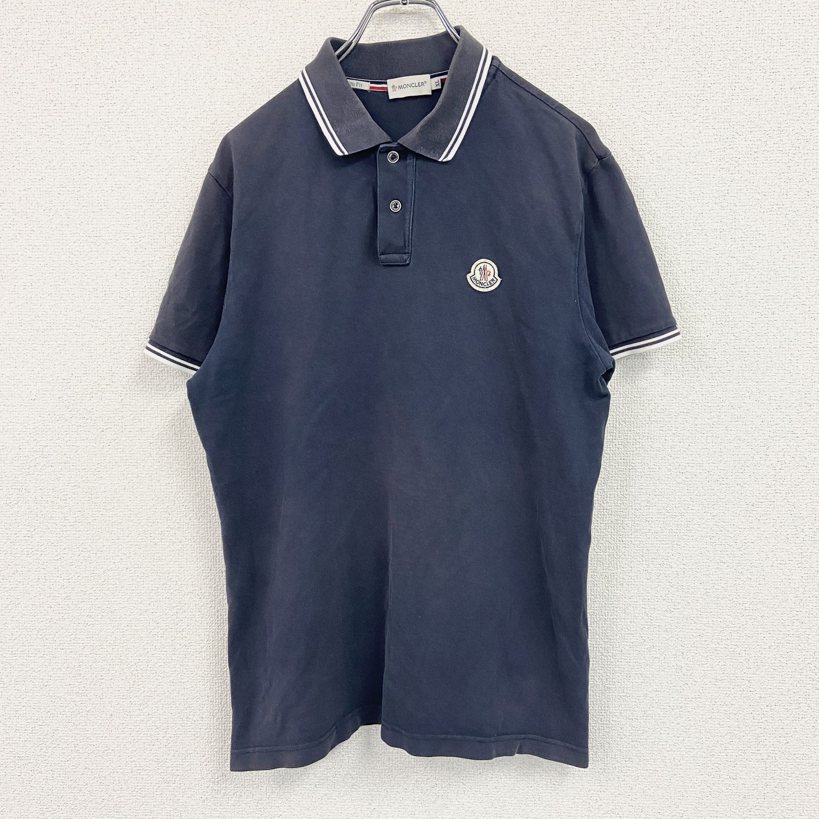 MONCLER モンクレール 半袖ポロシャツ 紺 ネイビー XLサイズ 古着
