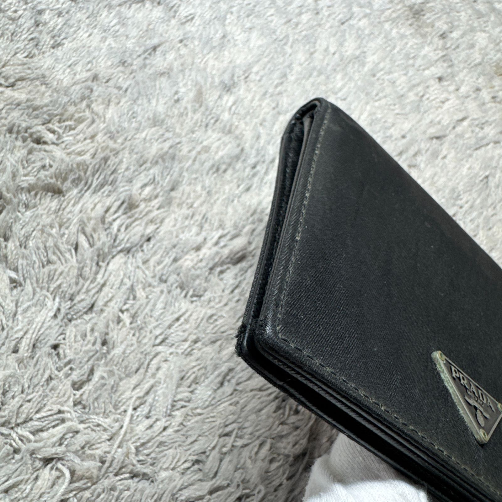 PRADA プラダ 二つ折り財布 ナイロン サフィアーノレザー ブラック