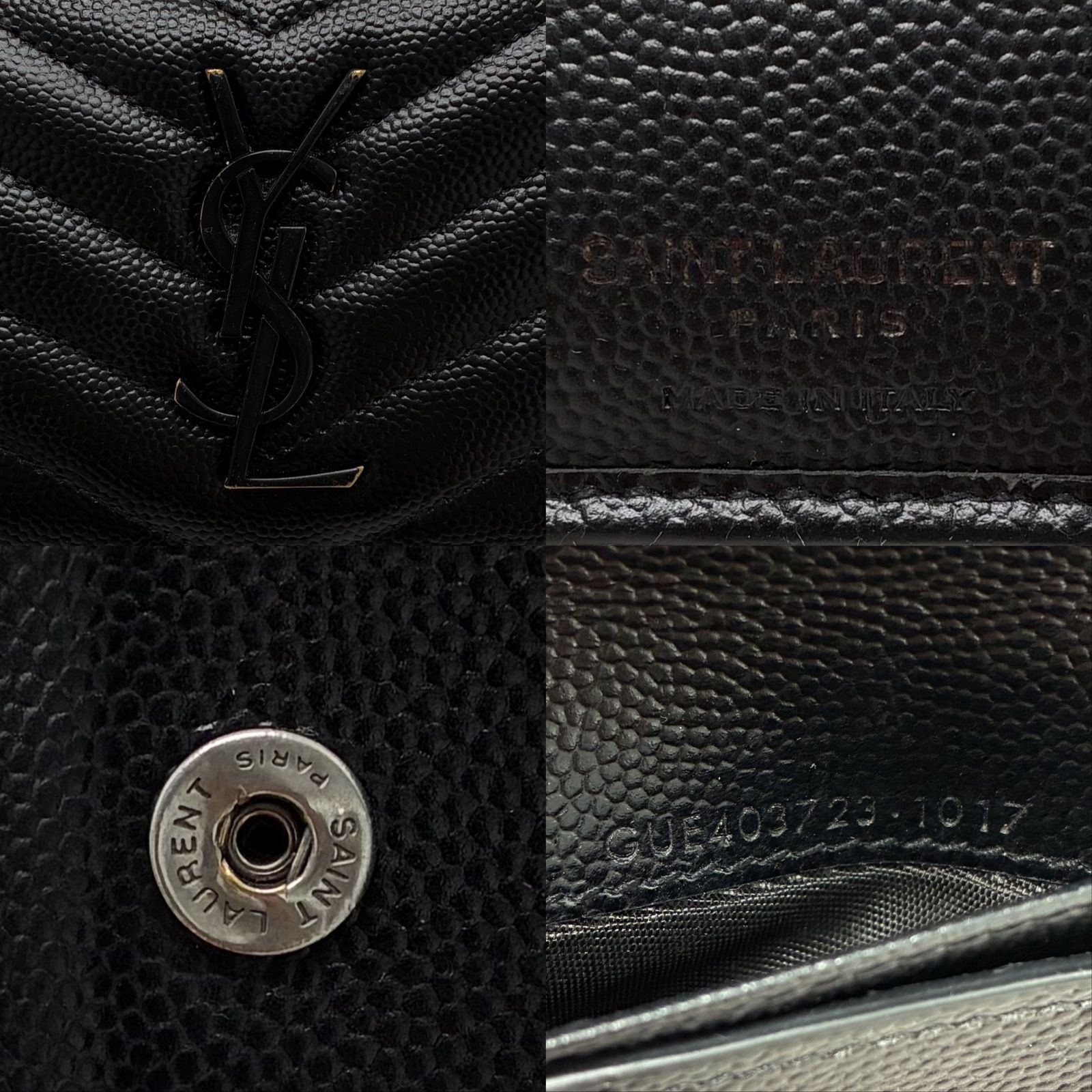 ◎格安 Saint Laurent サンローラン 二つ折り財布 YSL キャビアスキン