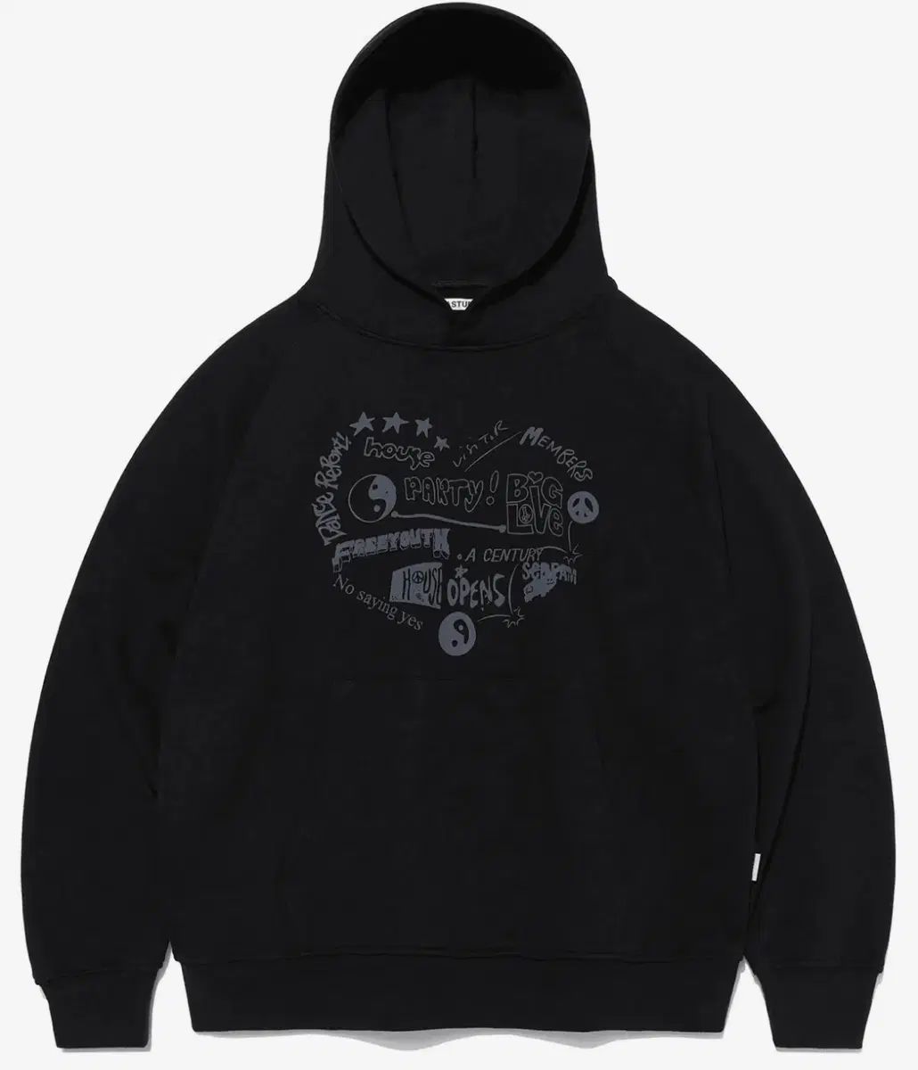 (XL) ビバスタジオ NEW HEART RAGLAN HOODIE BLACK