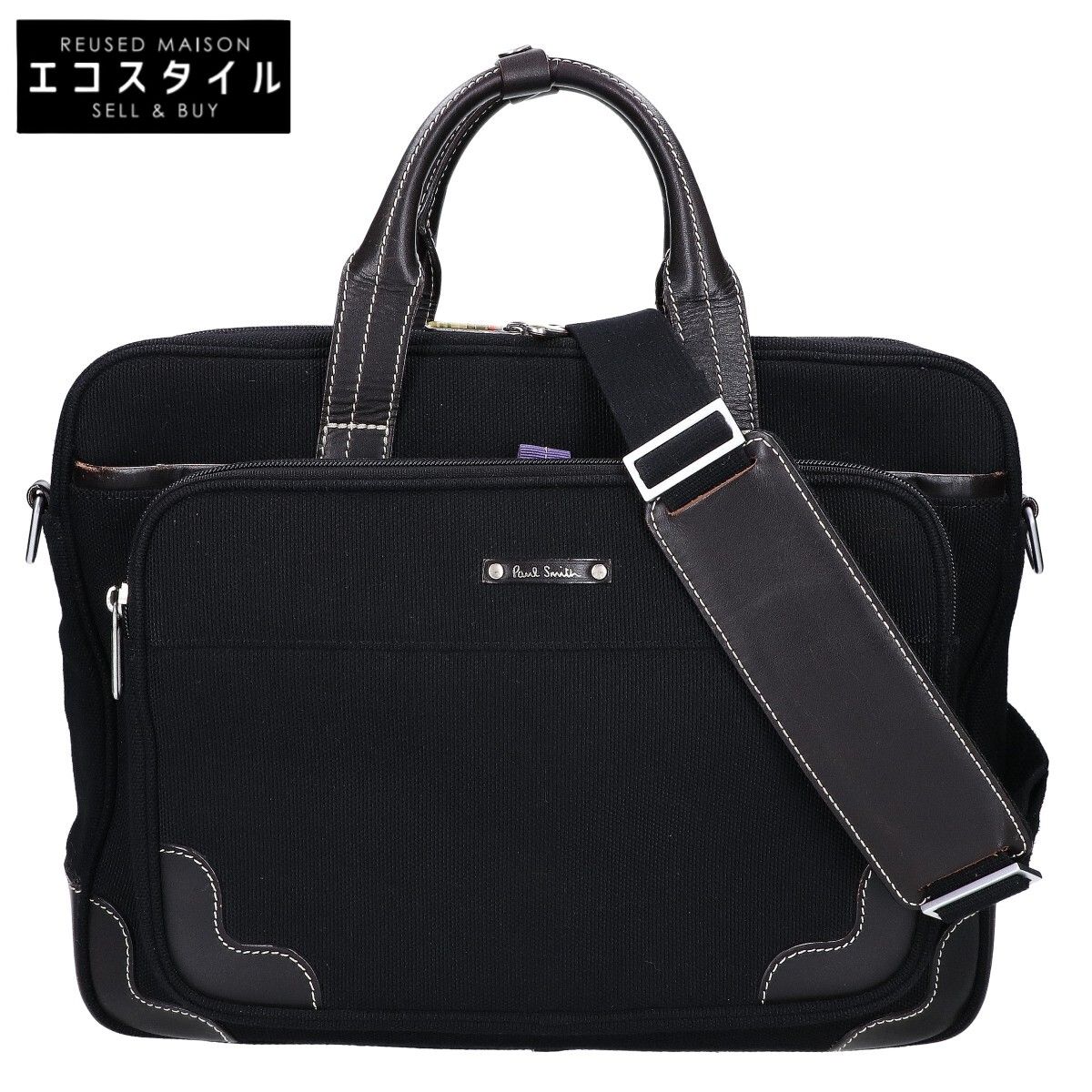 PaulSmith ポールスミス キャンバス/レザー 2WAY ビジネスバッグ 