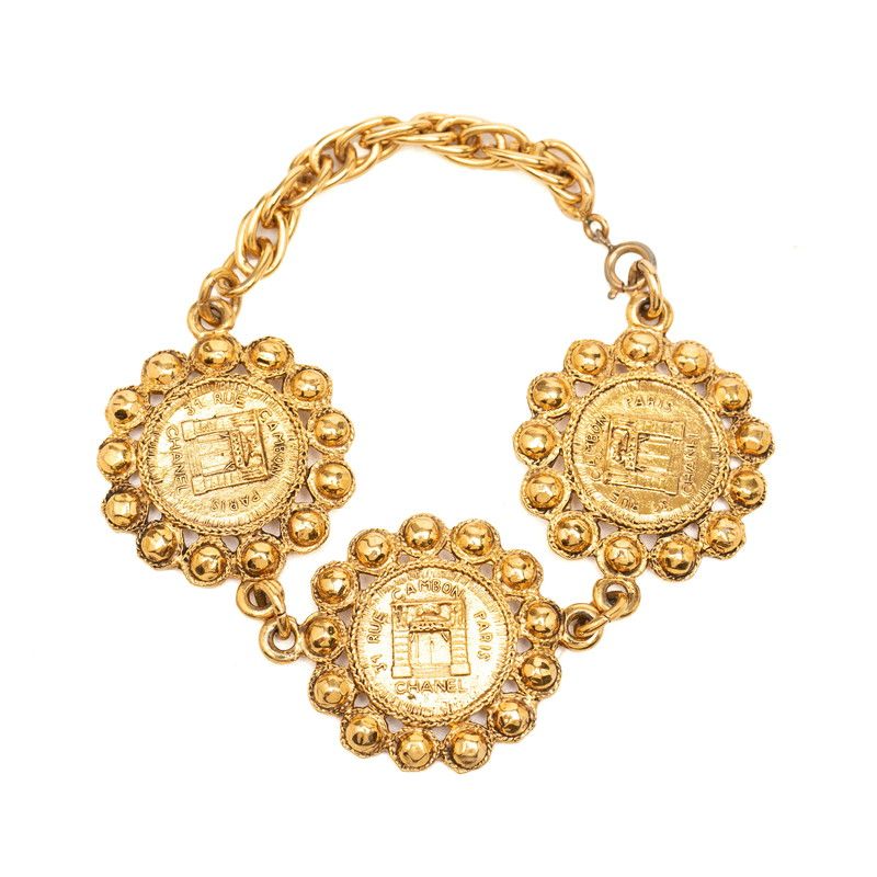 シャネル 31 RUE CAMBON カンボン チェーン ブレスレット ゴールド メッキ GP レディース CHANEL【1-0288238】