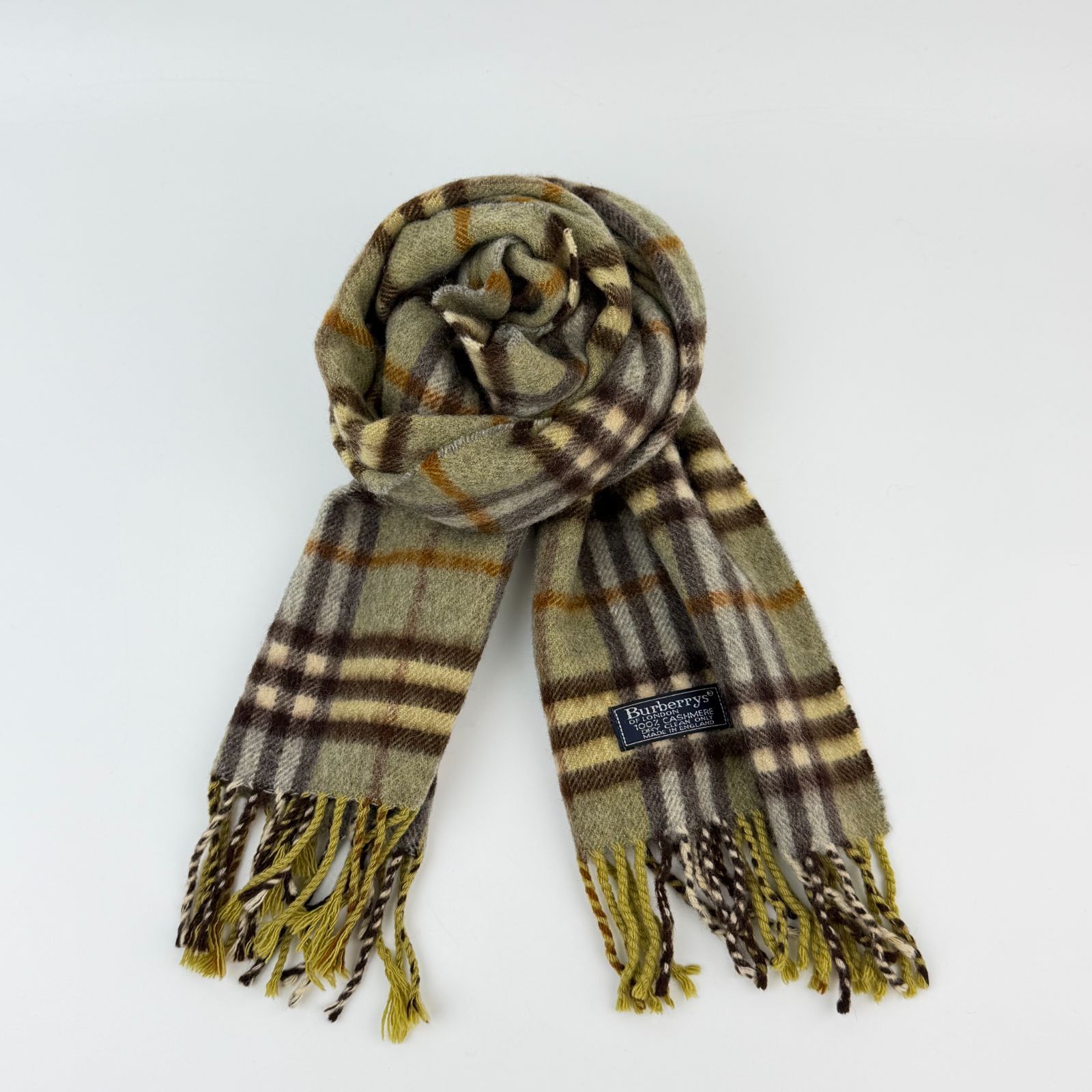 Burberry バーバリー　ノバチェック　フリンジ　マフラー　カシミヤ100% 中古】BURBERRY バーバリー ノバチェック フリンジ マフラー カシミヤ