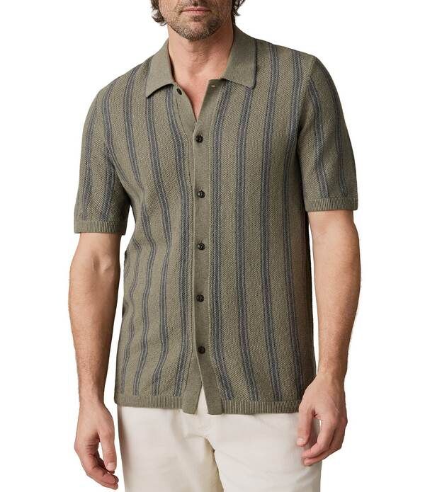 ファレティ メンズ トップス シャツ セーター Faherty Short Sleeve Sweater Shirt Olive Safari Stripe オリーブ 36,270円