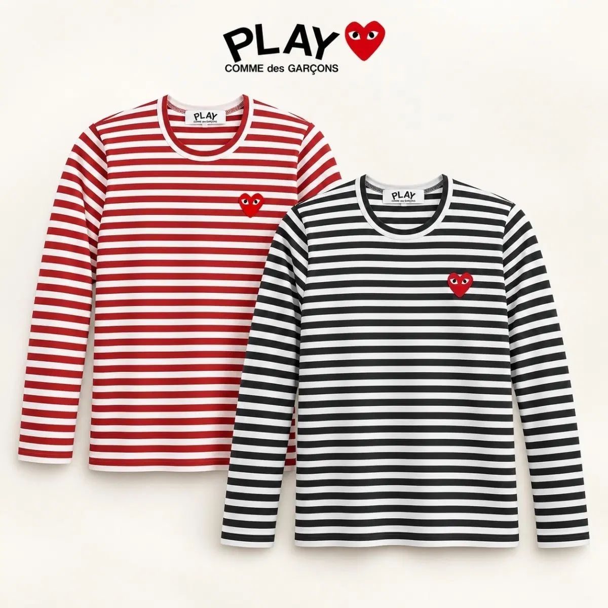 コム・デ・ギャルソン PLAY ボーダー柄 長袖Tシャツ レッド/ブラック 7,076円
